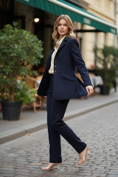 Women Gerry Weber Suit Navy Wool 40