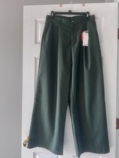 Mid Rise Straight Leg Pleated Trousers - Cider L