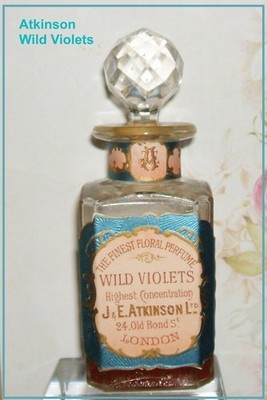 Atkinson Antik Sammler Flakon ''Wild Violets'' Parfum Höhe 9,2 cm sehr guter Zustand