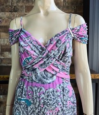 Versace Collection SS2014 Pink Cold Shoulder Jersey Dress with Logo Detail IT 48