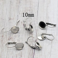 20PCS, Stainless Steel ROUND Leverback Blank Earrings Fit 10mm Cabochon, LSE01