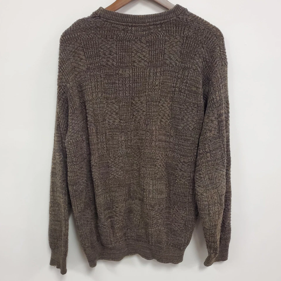 Suéter tejido con cable a cuadros Oscar De La Renta vintage talla XL marrón preppy Foto 3 de 4