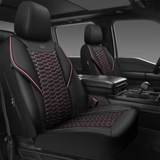 3D Foam Mesh Leather Car Seat Covers Front Two Front Black and Pink Mesh