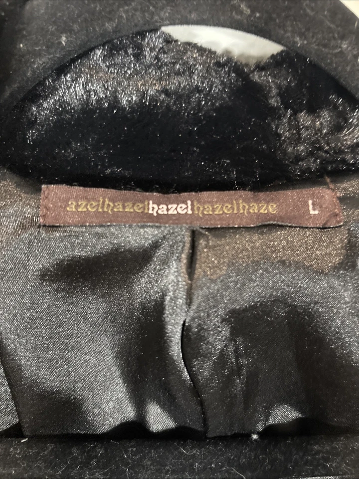 Abrigo Plumero Anthropologie Hazel Haze Negro Terciopelo Triturado Longline Talla Grande Lujo Foto 3 de 4