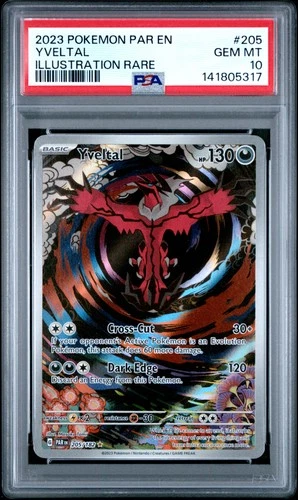2023 POKEMON PAR EN-PARADOX RIFT ILLUSTRATION RARE #205 YVELTAL PSA 10