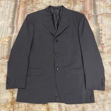 Mens Hermes Made In Italy 100% Wool Gray 3 Button Suit Jacket Sz: 54 R