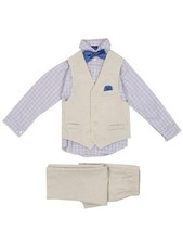 Nautica Little Boys 4-Pc. Textured Vest Set 6, Silvered Birch