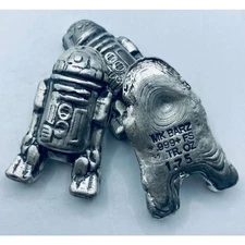 1.75 Ozt MK BarZ "R2D2" Mini Bar Stamped .999 Fine Silver