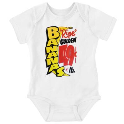 Golden Ripe Bananas Supermarket Food Poster Newborn Baby Boy Girl Infant Romper