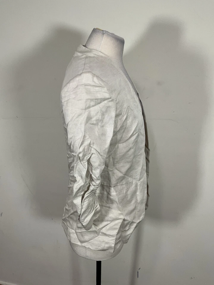 CHAQUETA MUJER H&M COLOR MARFIL MANGA 3/4 TALLA 6  Foto 3 de 4