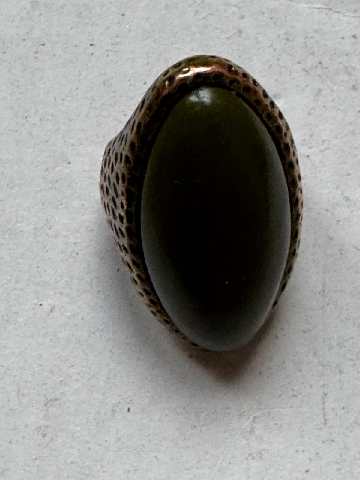 Copper Ring Jade Gemstone Solid 1930s Vintage Art… - image 2