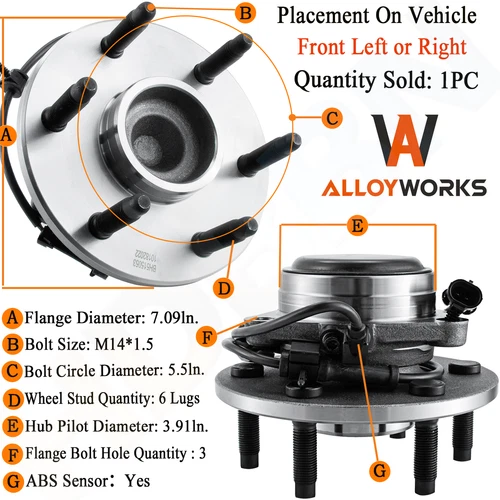 2WD Front Wheel Hub Bearing Fits Chevy Silverado GMC Sierra 1500 Suburban Yukon