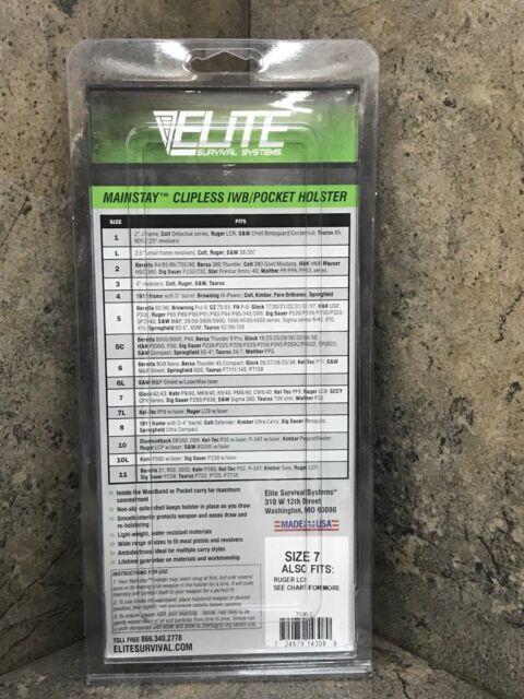 Elite Holsters Size Chart