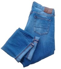 Jean Shop Co "Mick" Orange Selvage Mens Jeans Size 35X32 Selvedge Whiskered 