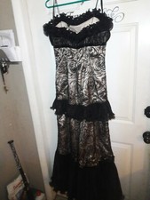 Tina Di Martina Custom Boutique Heavy Lace/Cut Crystals Black Dress-V SZ 10