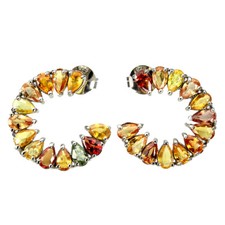 925 Sterling Silver Earrings Pear Sapphire Natural Gemstone Jewelry