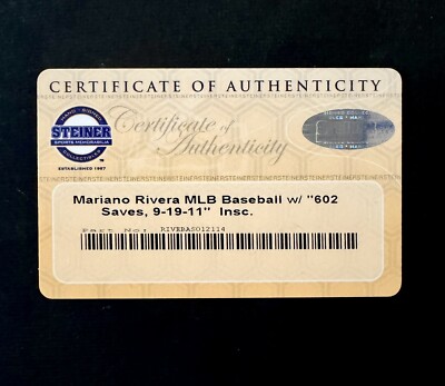 Mariano Rivera “602 Saves, 9-19-11” Signed Official ML Baseball