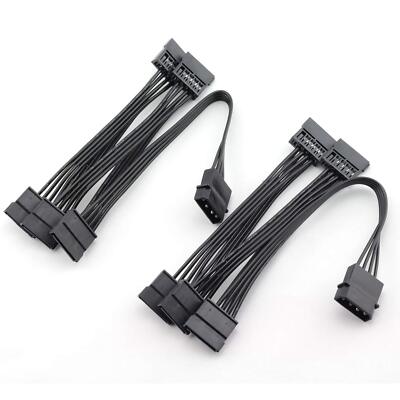 2pcs IDE to SATA Power Cable IDE Large 4 Pin to PC Server Hard Drive 15 Pin S...