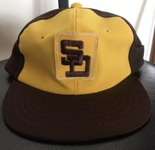 VINTAGE 70s polyester SAN DIEGO PADRES SNAP BACK hat cap RARE w/ pocket KOREA