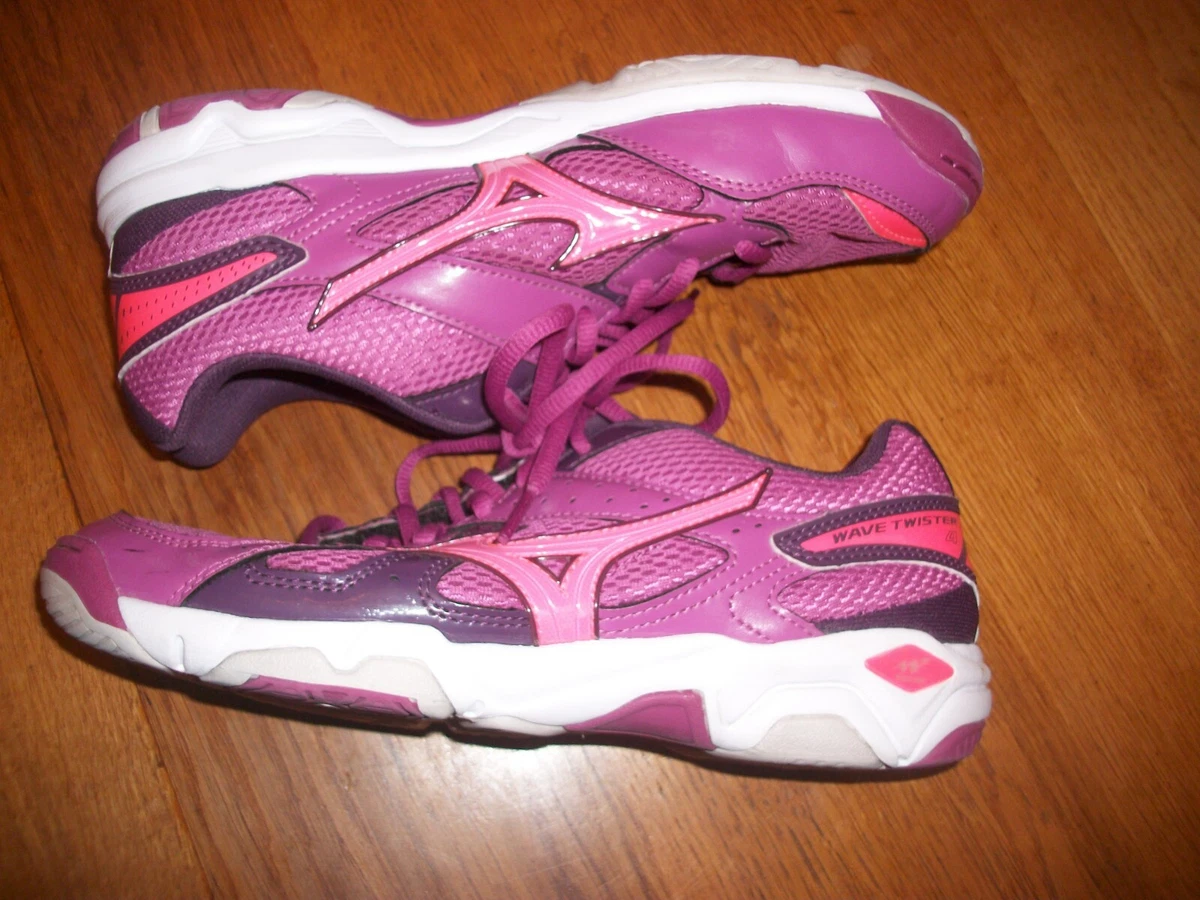 Mizuno Wave Twister 4 Netball Trainers in Pink Purple Womens Size