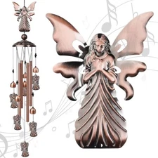 33"Angel Large Metal Wind Chimes Outdoor Garden 4Tube Bells Home Yard Decor Gift