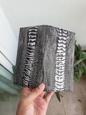 Gray Doubeside 100 Genuine Ostrich Legs Leather Skin Men's Long Wallet-Handmade