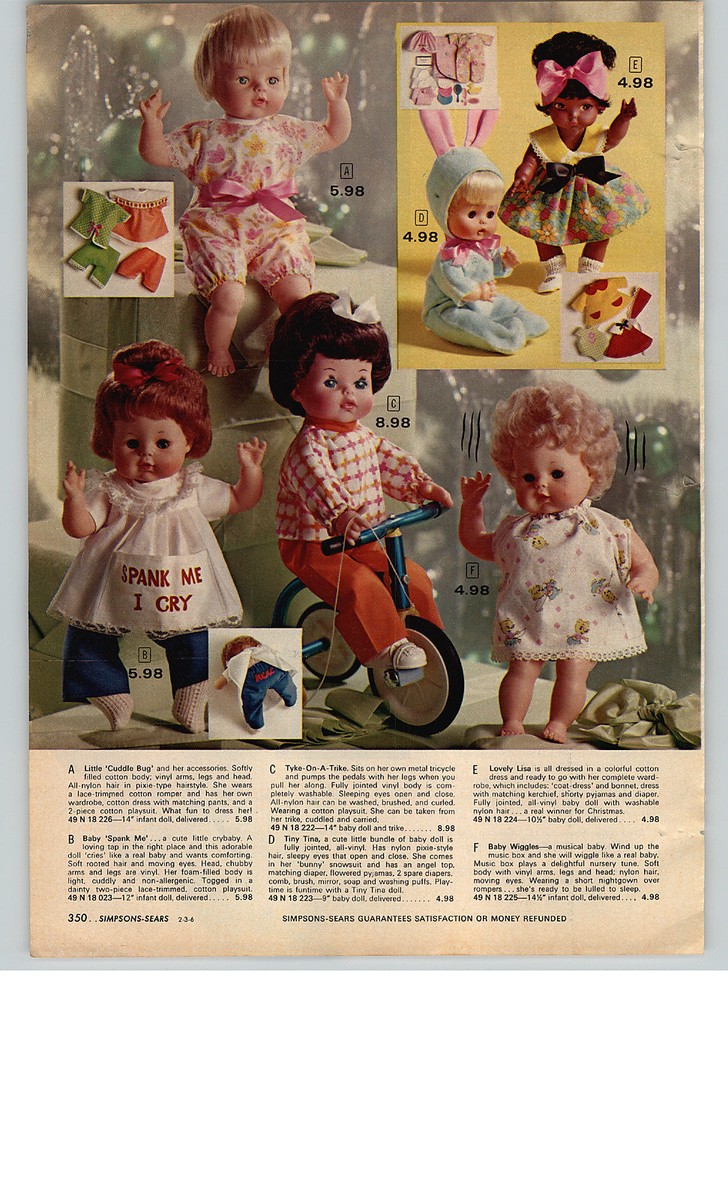 1969 PAPER AD Dolls Cuddle Bug Spank Me Tiny Tina Lovely Lisa