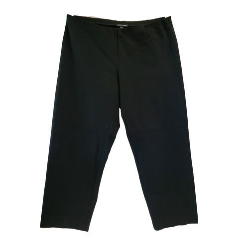 EILEEN FISHER L Pull-On Elastic Waist Cropped Pants Black Dress Capsule Career