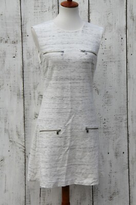 BANANA REPUBLIC Women's Sz 8 WORN ONCE White Gray Heathered Striped Effect Dress