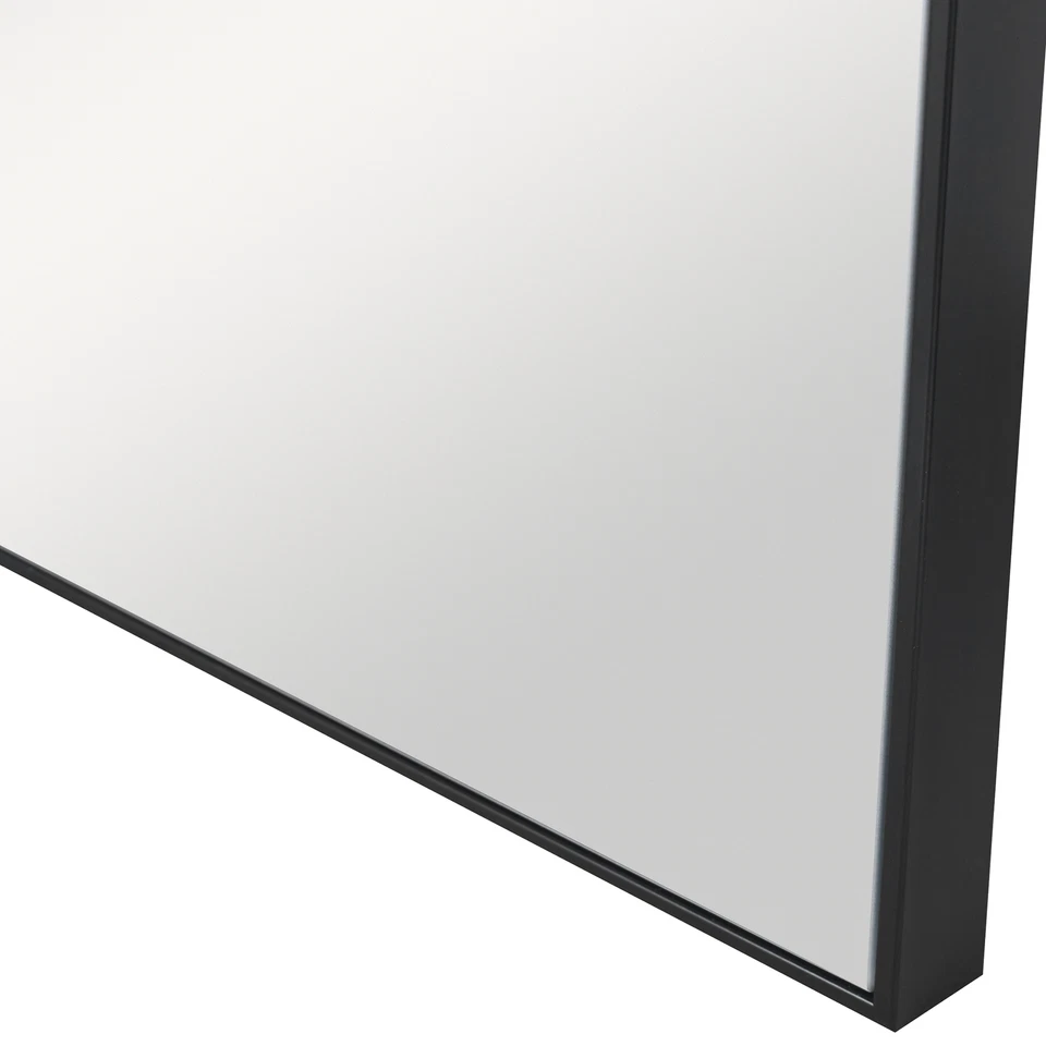 Elegant Black Square Wall Mirror 28 in Metal Thin Frame Sleek Vanity Classic - Image 4 of 4