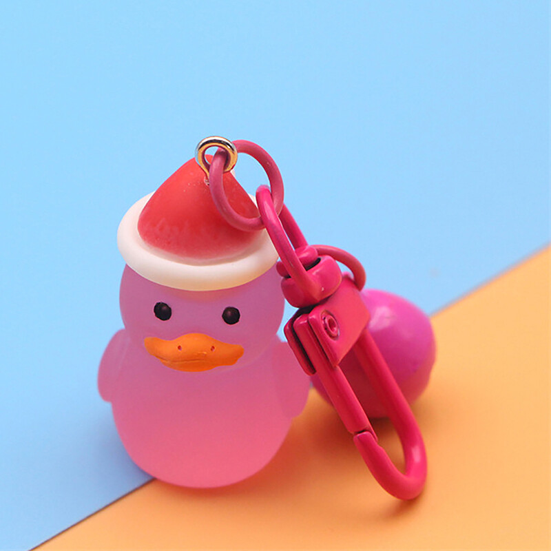 Luminous Christmas Duck Keychain Cartoon Duck Keyring Cute Girl