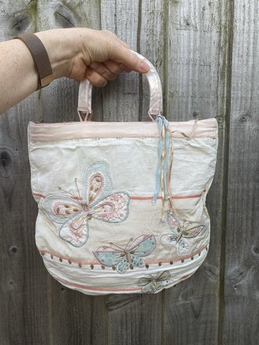 Vintage Bag Pink Orange Y2K Butterfly Bead Boho Festival Summer 00s Accessorize - Picture 9 of 21