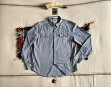 Levi's Sawtooth Western Shirt L Herringbone Vintage Pearl Snaps Blue Grey Slim