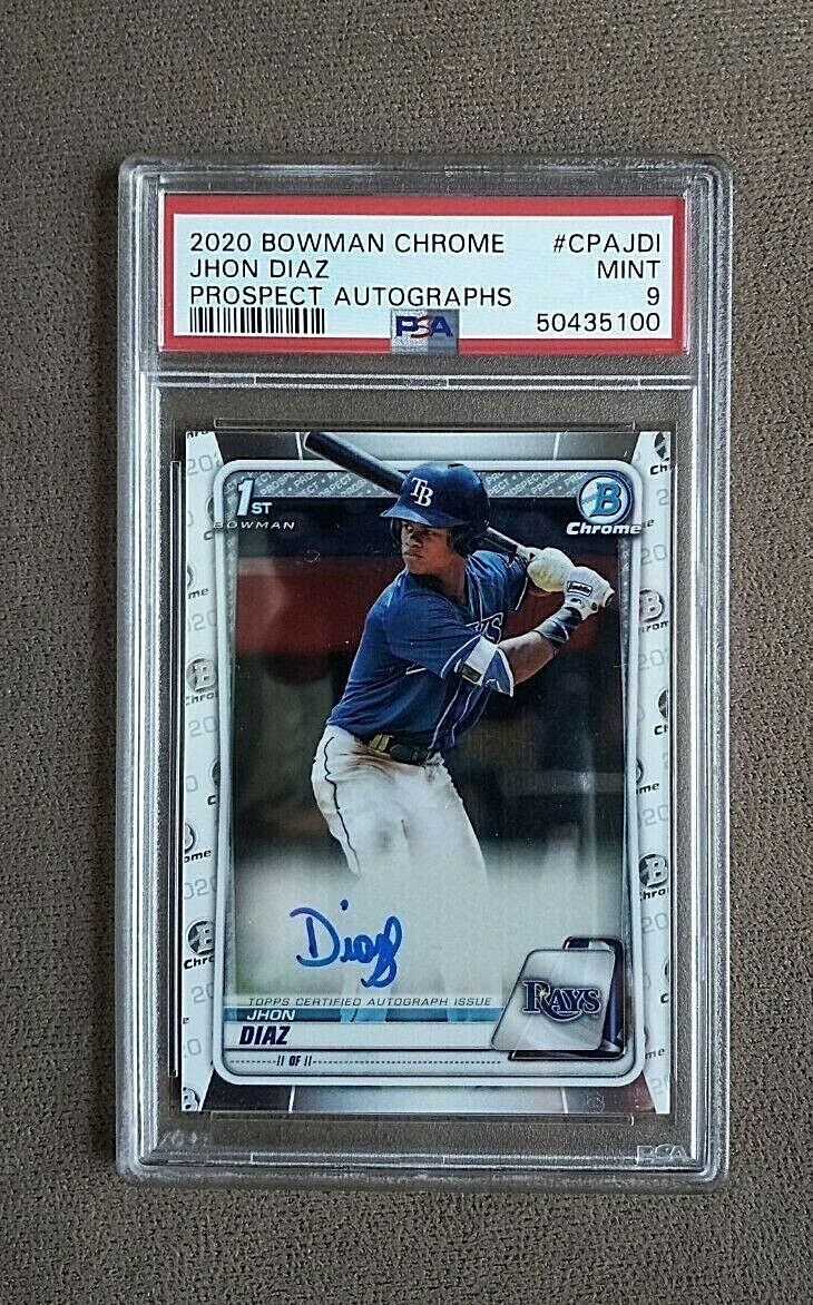 2020 Bowman Chrome Jhon Diaz 1st Bowman Chrome Auto PSA 9 Mint