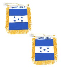 2 Pcs Mini Flag Banner "Honduras" 4"x6" Rearview Mirror flag Suction Cup
