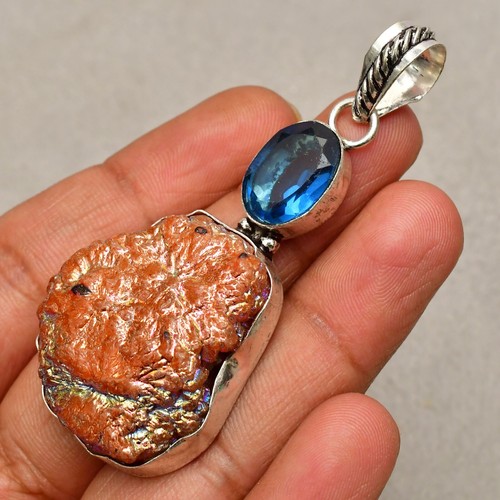Blister Biwa Pearl Gemstone 925 Sterling Silver Handmade Jewelry Pendant 2.52" - Picture 2 of 8