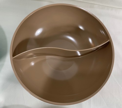 Retro/Vintage MELMAC PLASTIC Bowl Cream Sugar Divided Dish - Aqua Brown White - Picture 3 of 12