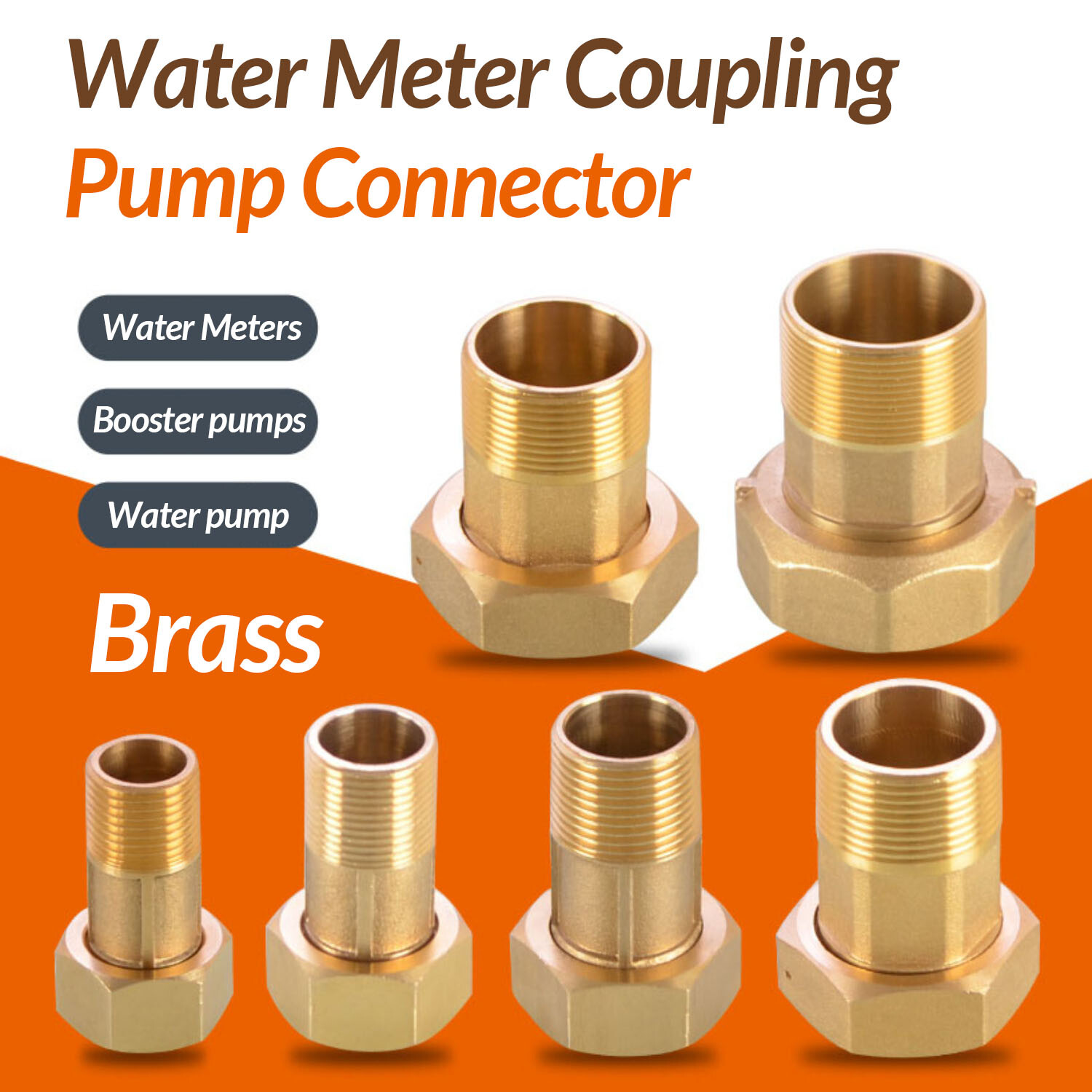 Brass Pipe Fitting Male/Female Threaded | Water Meter Coupling | Pump Connector