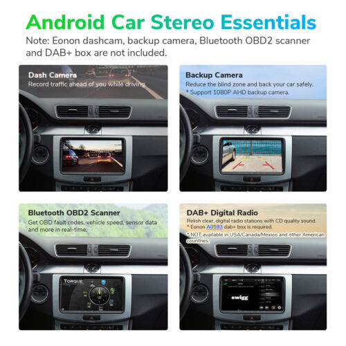 DAB+VWA12S 9" Android 13 8Core GPS Sat Nav Car Stereo Radio For VW EOS Bora Golf - Picture 14 of 24