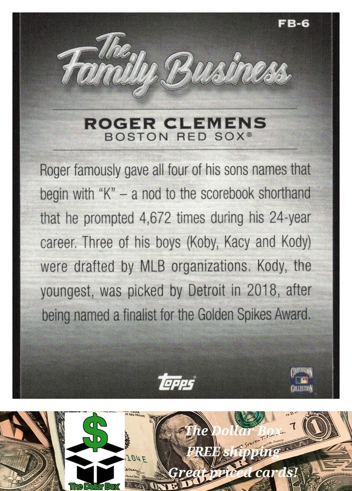 2019 Topps Chrome Update The Family Business #FBC-6 Roger Clemens Red Sox - Image 2 of 2