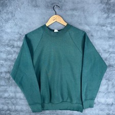 Vintage Fruit Of The Loom Blank Crewneck Sweatshirt Green Mens Size L USA Made