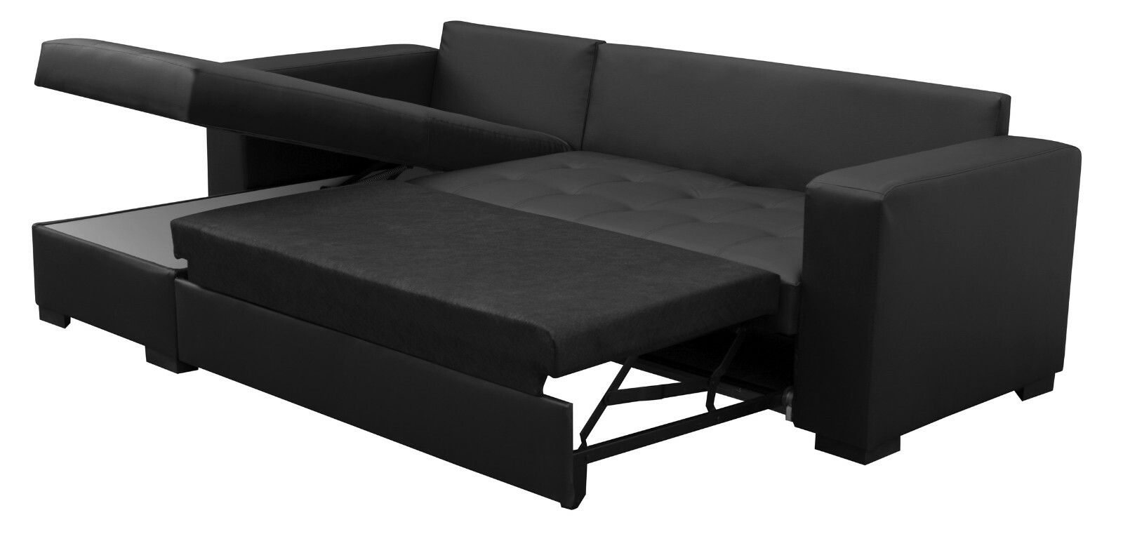 Gianni Corner Sofa Bed Faux Leather in Black, Cream, Brown Right or