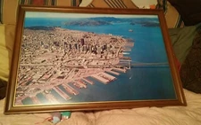 VTG San Francisco Bay Area Aerial City Waterfront Photograh Poster? 35x25 Golden