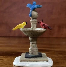 Lemax Birds Bird-Bath Ornament Figurine Cardinal Blue Jay Finch
