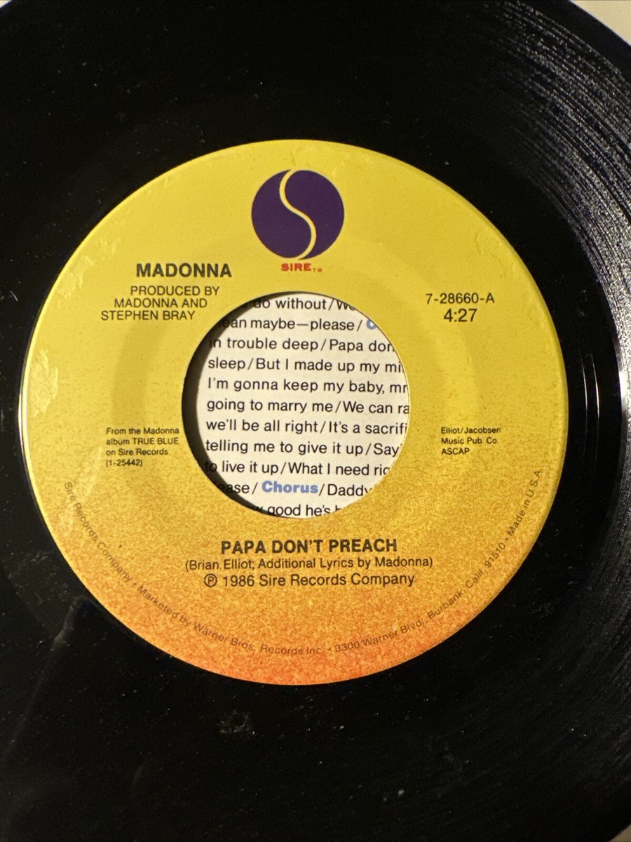 Madonna Papa Don't Preach/Pretender [Sire 28660-7] 1984 45 rpm | eBay