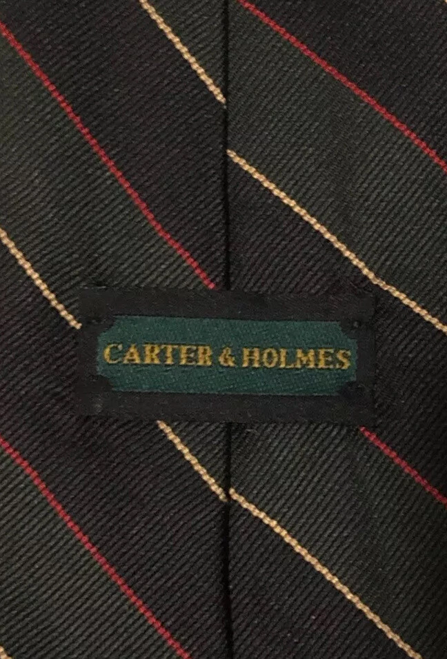 Corbata de seda Carter & Holmes clásica diagonal negra verde 56"x4"  Foto 2 de 4