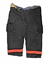 52x28 Janesville Black Firefighter Turnout Pants w/ Orange Reflective Tape P1486