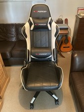 GT Force Gaming Chair Black And White Leather, Headrest, Lumbar Support