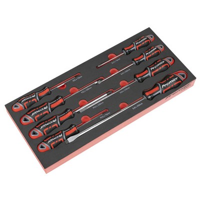 Sealey Tools Schraubendreher-Set 8-teilig Mix Schlitz Kreuzschlitz Pozi in Schaumstoffeinlage FD25