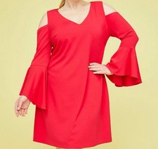 Lane Bryant NWT Red Shift Bell Sleeve Mini Dress Cold Shoulder Sz 20 Valentines
